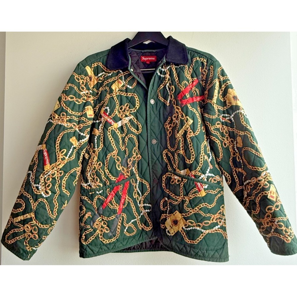 Supreme Unisex Medium Chains Quilted Jacket EUC Black FW20 Streetwear Rare‎